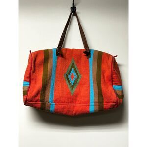 Z&L EUROPE Cotton/Genuine Leather Kilim Duffle Bag, Southwest, Large Size